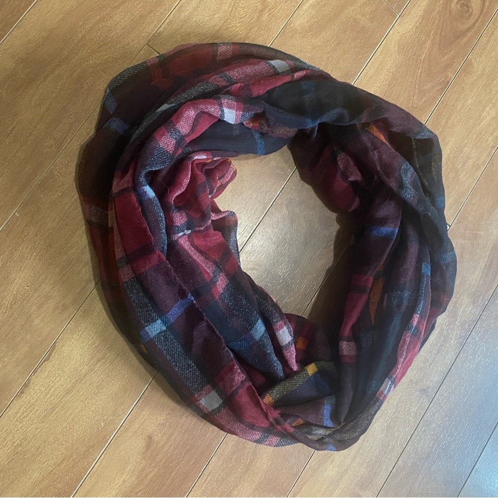 Eclipse Plaid Scarf - Red, Black, and Blue